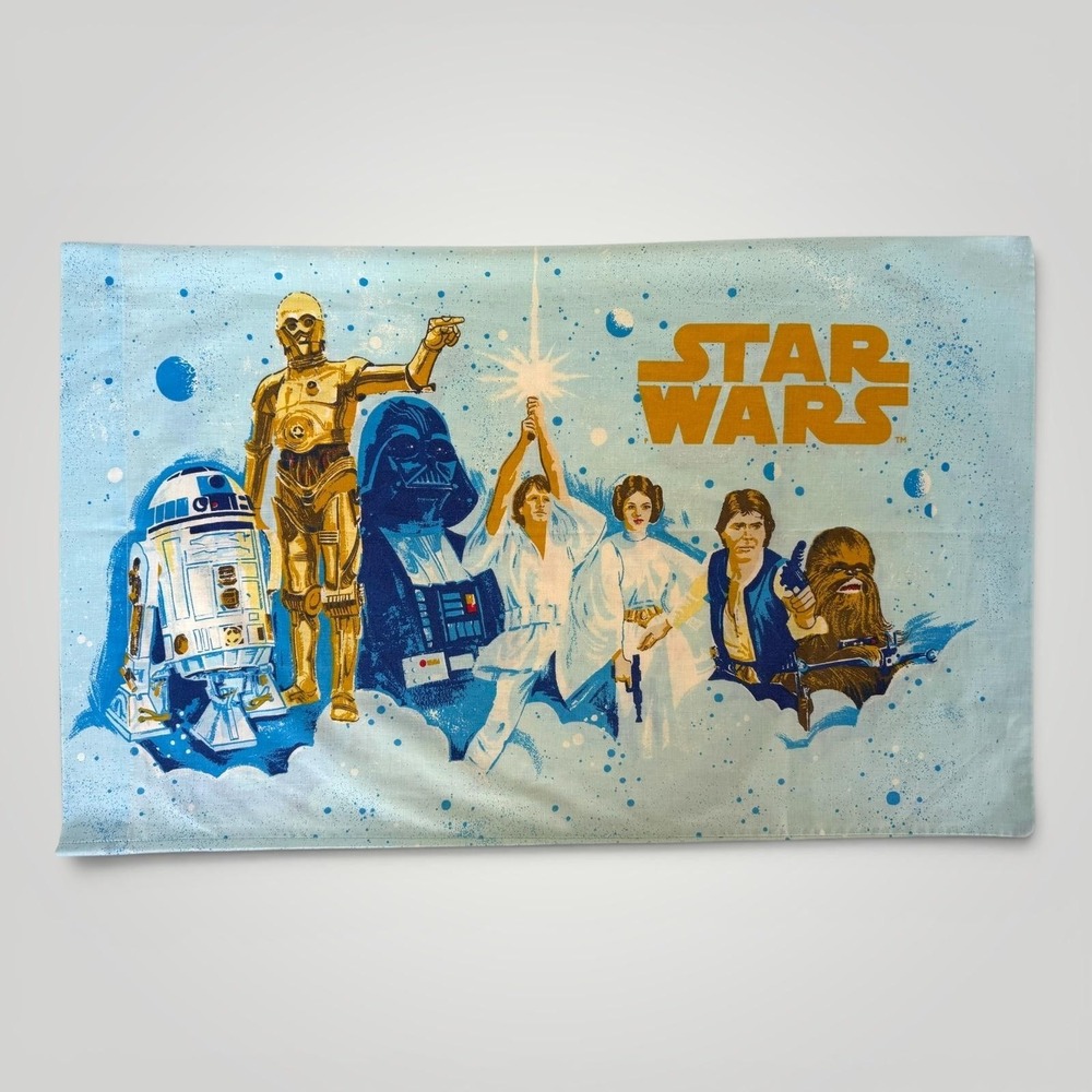 Vintage BIBB Star Wars Pillowcase Original Trilogy Luke Leia Darth Vader USA - Picture 3 of 5